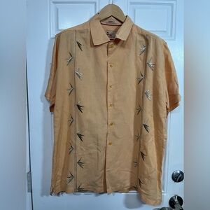 2/$40 Libertad Embroidered Linen-Blend Shirt XL